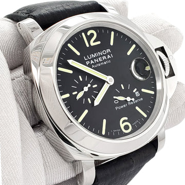 Panerai Luminor Power Reserve Steel Black Dial Mens Watch PAM00090 Box Papers