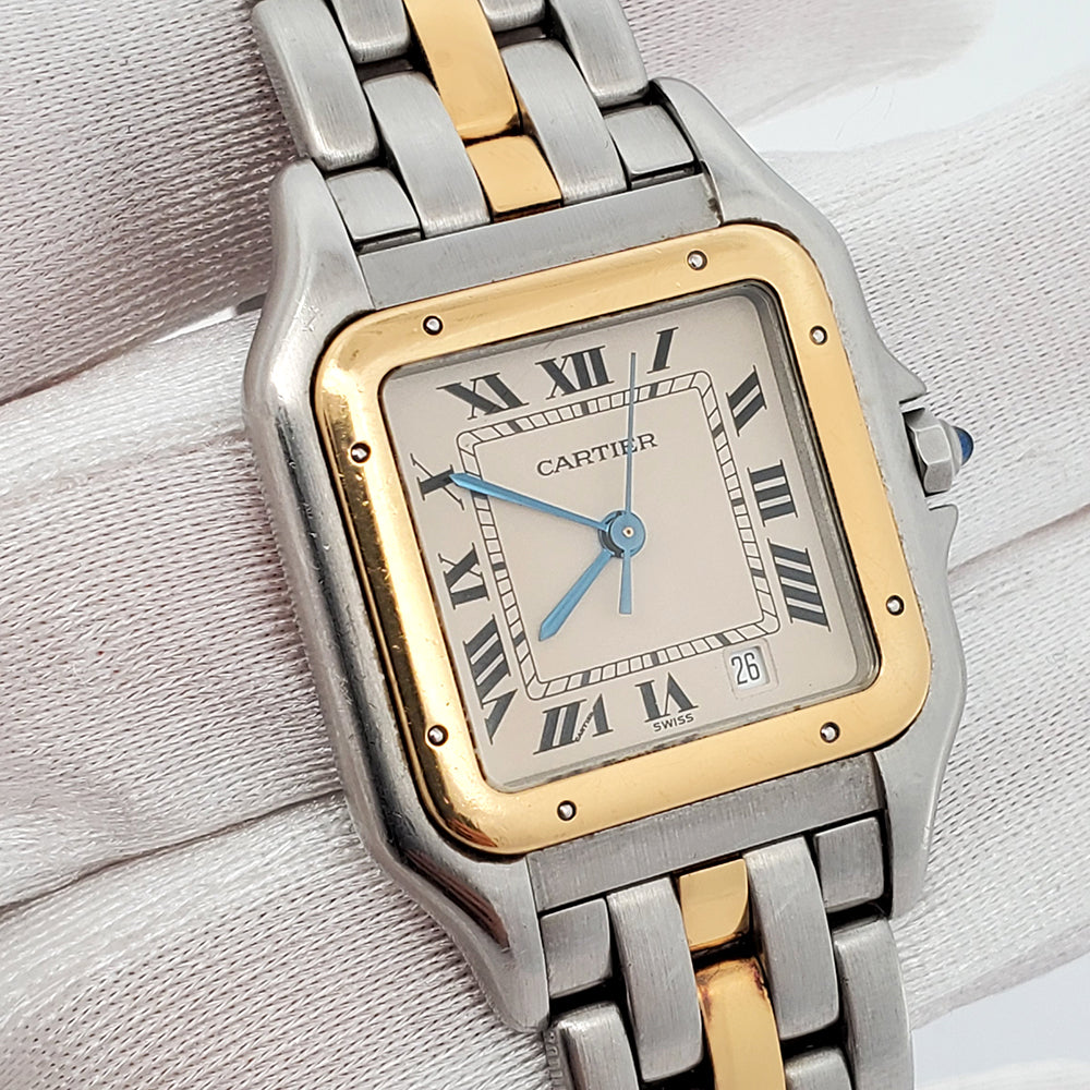 Cartierゴールド シルバー Cartier Santos de Cartier Yellow Gold & Steel Silver Dial 34mm