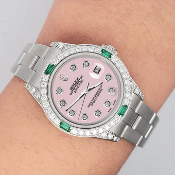 Rolex Datejust 26mm 1.2ct Diamond Bezel/Ice Pink Diamond Dial Stainless Steel Oyster Watch
