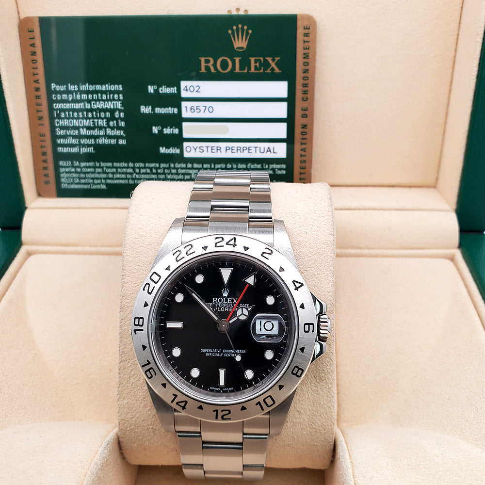 Rolex Explorer II 40mm Black Dial Stainless Steel Oyster Watch 16570 Box Papers