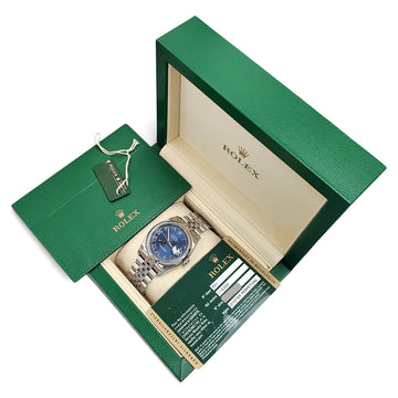 2010 Rolex Datejust Blue Roman Dial Jubilee Steel 36mm Watch 116200 Box/Papers/Tag