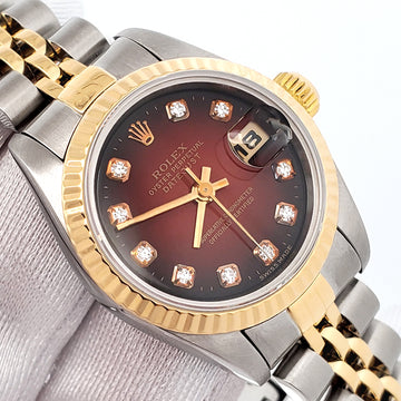 Rolex Datejust Factory Red Vignette Diamond Dial Yellow Gold /Steel Jubilee Watch 69173