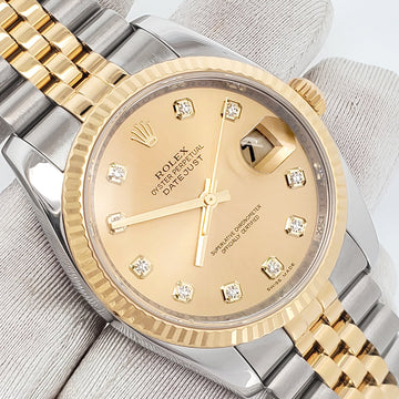 Rolex Datejust Factory Champagne Diamond Dial 2-tone Yellow Gold/Steel Jubilee 36mm Watch 116233