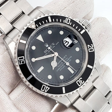 Rolex Submariner Date 40mm Engraved Rehaut Steel Watch 16610 Box Papers