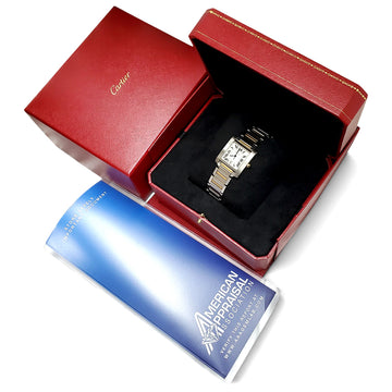 Cartier Tank Francaise Large 2-tone Yellow Gold/Steel 28 x 32mm Automatic Watch 2302 W51005Q4 Box/Appraisal