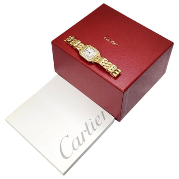 Cartier Panthere White Roman Dial Large 28mm Yellow Gold Quartz Watch W25014B9 Box/Booklet