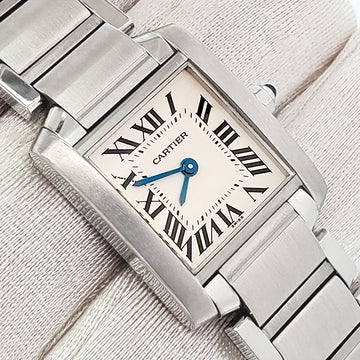 Cartier Tank Francaise Small 20mm White Roman Steel Quartz Watch 2384 W51007Q3