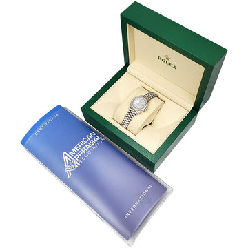 Rolex Platinum President Factory Mother of Pearl Diamond Dial/Bezel Ladies 26mm Watch 79136 Box/Apr