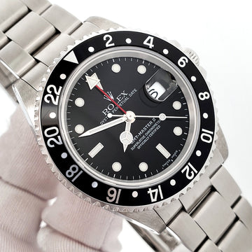 2000 Rolex GMT-Master II 40mm Black Dial/Bezel Steel Oyster Watch 16710