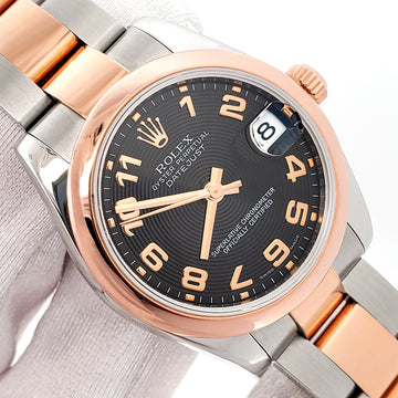 Rolex Datejust 31mm Black Concentric 2-tone Rose Gold/Steel Oyster Watch 178241 Papers/Tag