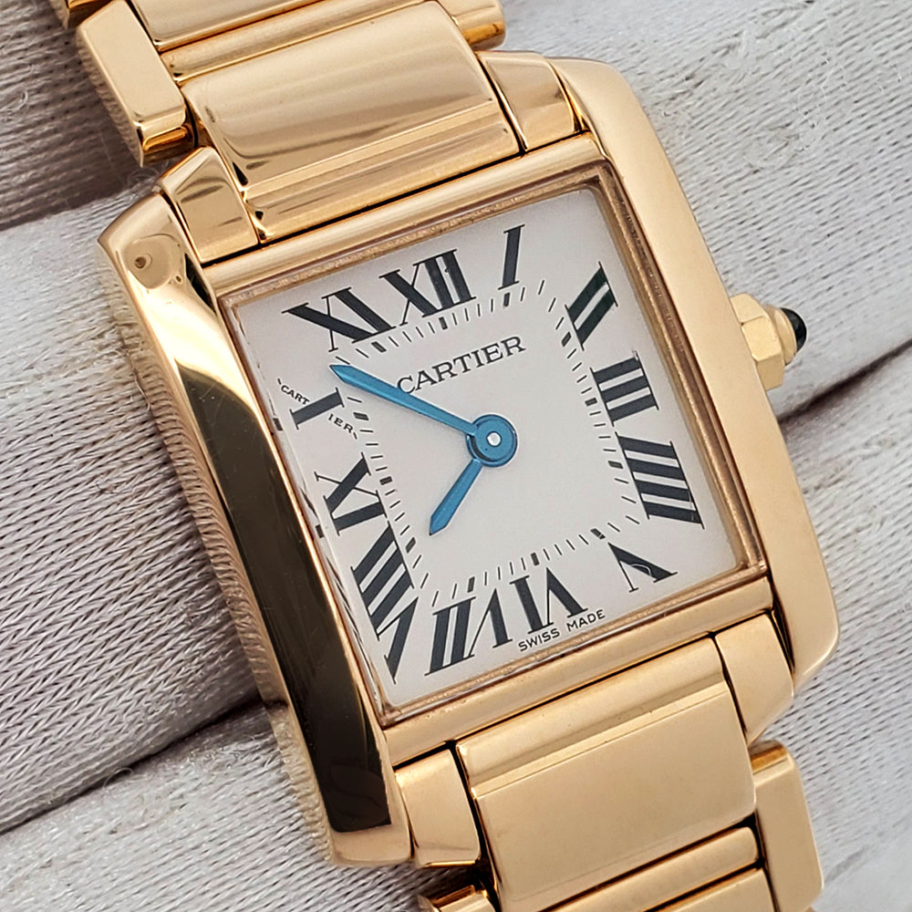 Cartier Tank Francaise Small 20mm 18K Yellow Gold White Roman Dial Lad