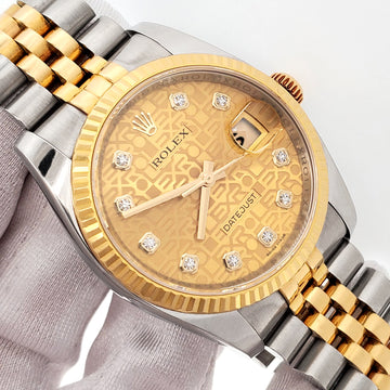 2015 Rolex Datejust 36mm 116233 Factory Champagne Jubilee Diamond 2-tone Jubilee Watch Box Papers