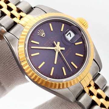 1995 Rolex Datejust Purple Index 2-tone Yellow Gold/Steel Jubilee 26mm Watch 69173