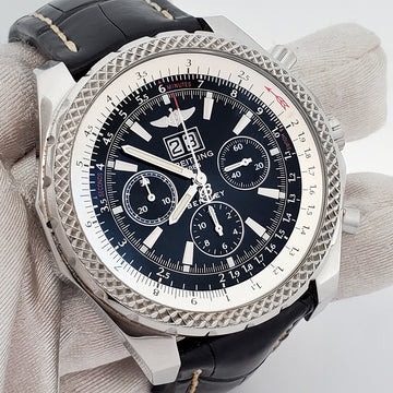 Breitling Bentley 6.75 Chronograph 48mm Black Index Dial Big Date Stainless Steel Watch A44362