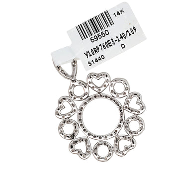 14k White Gold Diamond Pendant 1.40ct | Heart & Circle Bloom Design | ElegantSwiss