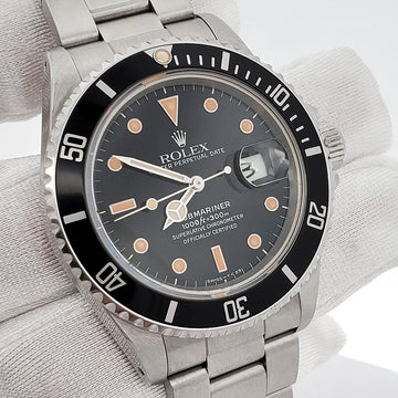 Rolex Submariner Date 40mm 16800 Patina Dial Stainless Steel Oyster Watch with Papers