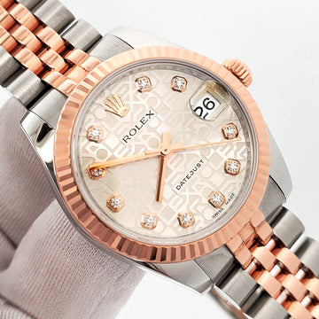 Rolex Datejust Factory Silver Jubilee Diamond Dial 2-Tone Rose Gold/Steel 31mm Jubilee Watch 178271 Box/Appraisal
