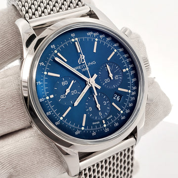 Breitling Transocean Limited Edition Blue Dial Chronograph Watch AB0151