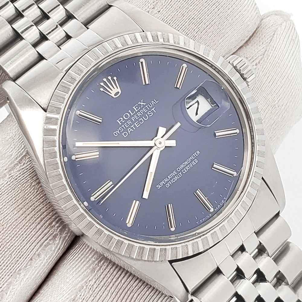 Rolex Datejust 36mm 16030 Blue Index Dial Steel Jubilee Watch