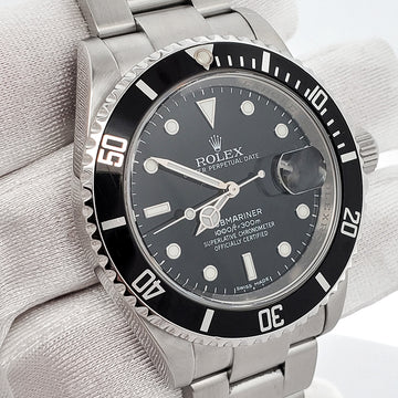 Rolex Submariner Date 16610 40mm Engraved Rehaut Stainless Steel Watch