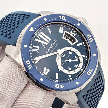 Calibre de Cartier Diver 44mm Blue Bezel/Roman Dial Steel Watch 3729 W7100056