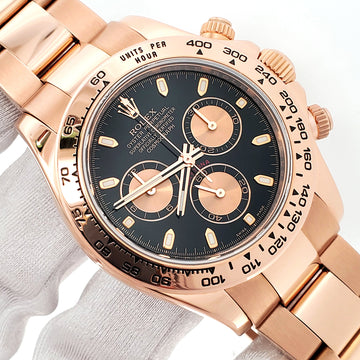 2012 Rolex Daytona Rose Gold Black Dial Cosmograph 40mm Watch 116505 Box Papers