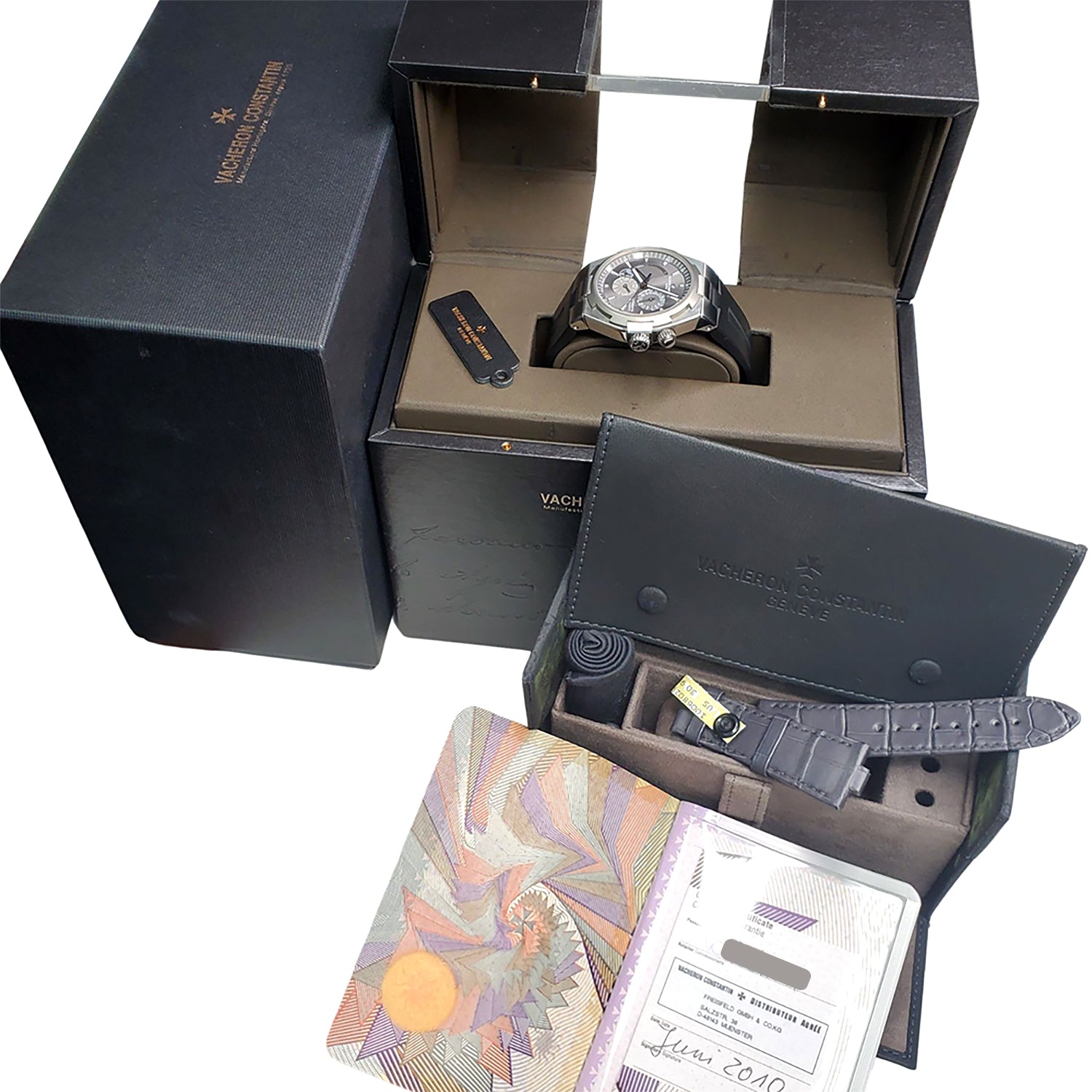 Vacheron Constantin Overseas Dual Time 42mm Slate Grey Dial Titanium Bezel 47450/000W/9511 Watch Box Papers