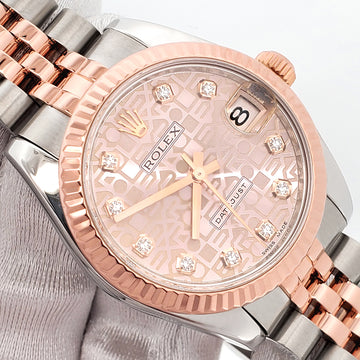Rolex Datejust Factory Jubilee Diamond Dial 2-Tone Rose Gold/Steel 31mm Jubilee Watch 178271 Box Papers