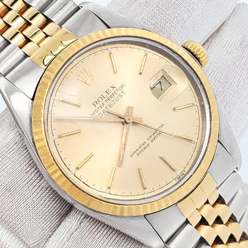 Rolex Datejust 36mm Champagne Index 2-tone Yellow Gold/Steel Jubilee 16013 Watch Papers