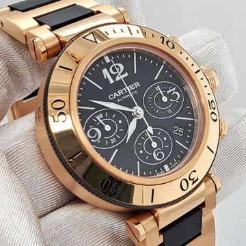 Cartier Pasha Seatimer 42mm chronograph Rose Gold/Ceramic Watch 3066