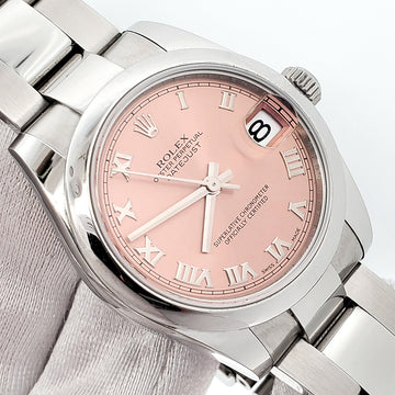 Rolex Datejust 31mm Salmon Roman Steel Oyster Watch 178240 Box Papers