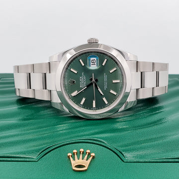 2023 Unworn Rolex Datejust 41 126300 Mint Green Dial Steel Oyster Watch Box Papers