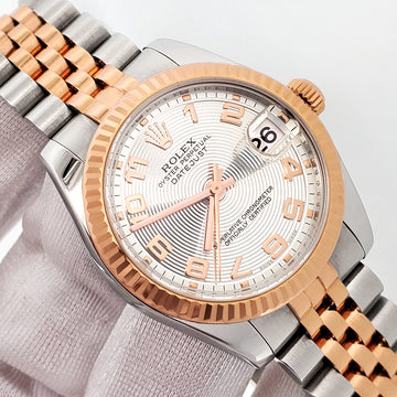 2011 Rolex Datejust Silver Concentric Dial Rose Gold/Steel Jubilee 31mm Watch 178271 Box Papers