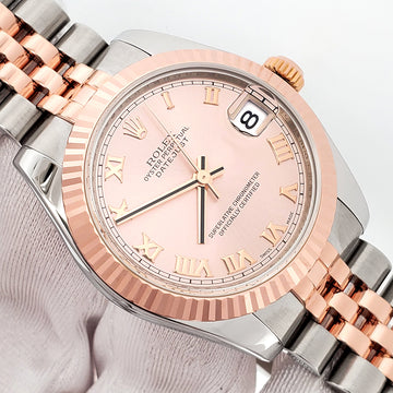 Rolex Datejust Factory Pink Roman Dial Rose Gold/Steel Jubilee 31mm Watch 178271 Box/Apr