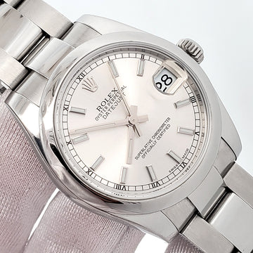 Rolex Datejust 31mm Silver Index Domed Bezel Steel Watch 178240 Papers