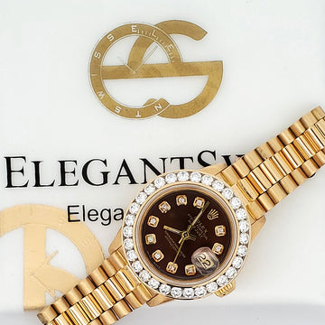 Rolex President 26mm 1.7ct Custom Diamond Bezel/Dial 18k Yellow Gold Watch 6917