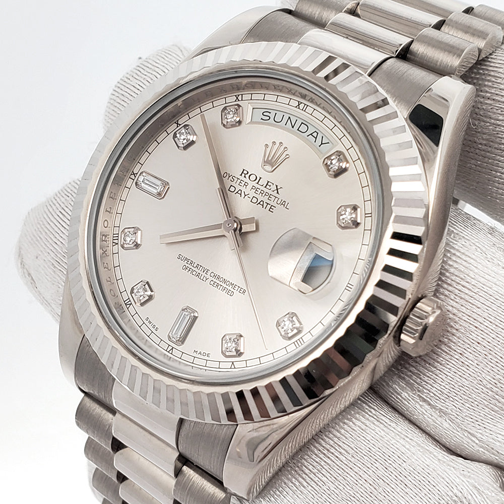 Rolex President Day-Date II 41mm Silver Diamond Dial 218239
