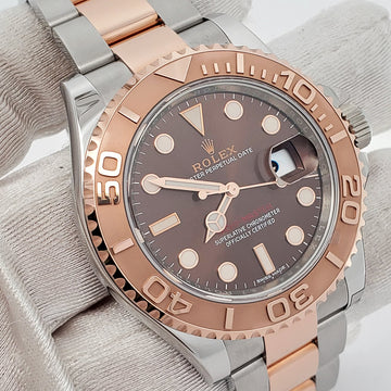Rolex Yacht-Master 40mm Chocolate Dial 2-Tone Rose Gold/Steel Watch 116621 Box Papers