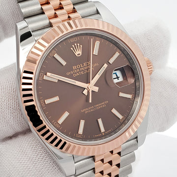 Rolex Datejust 41 126331 Chocolate Index Rose Gold/Steel Jubilee Watch Box Papers