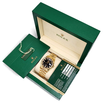 2012 Rolex President Black Diamond Dial Day-Date 18K Yellow Gold 36mm Watch 118208 Box/Papers/Tag