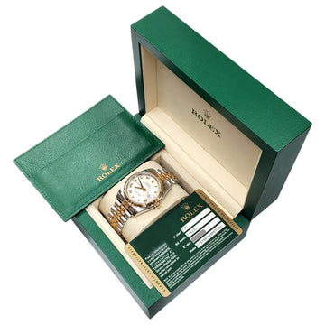 Undated Rolex Datejust Cream Pyramid Roman 2-Tone Yellow Gold/Steel Jubilee 36mm Watch 116233 Box Papers