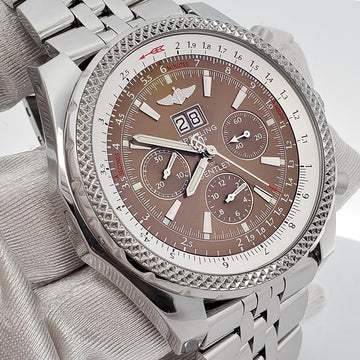 Breitling Bentley 6.75 Chronograph 49mm Brown Index Dial Big Date Stainless Steel Watch A44362
