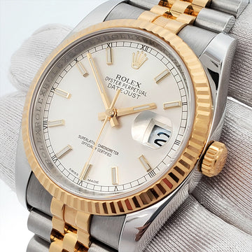 2022 Rolex Datejust 36mm 116233 Silver Index 2-tone Yellow Gold/Steel Jubilee Watch Box Papers