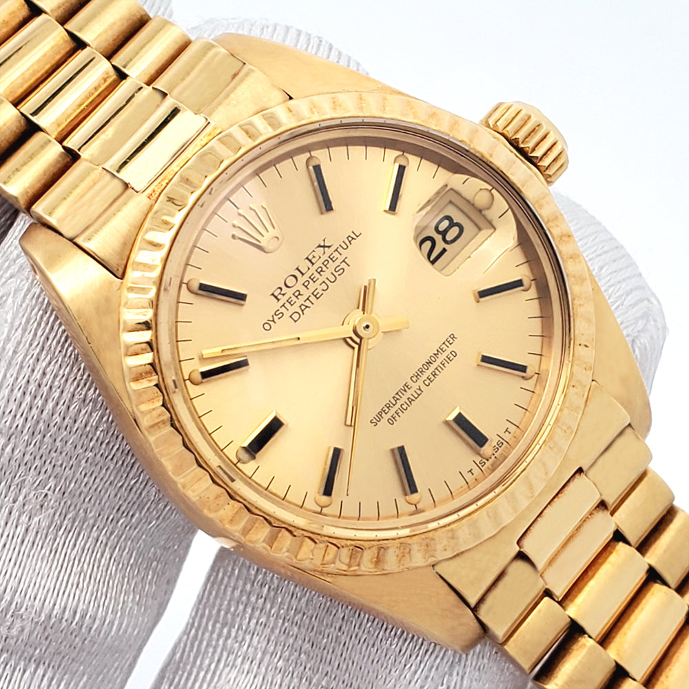 Rolex President Ladies Champagne Index Yellow Gold 26mm Watch 6917 Papers
