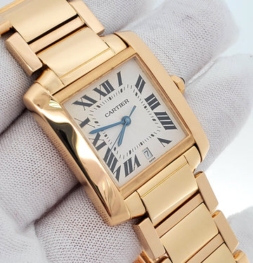 Cartier Large Tank Francaise 18k Yellow Gold Automatic 28mm Watch 1840 W50001R2