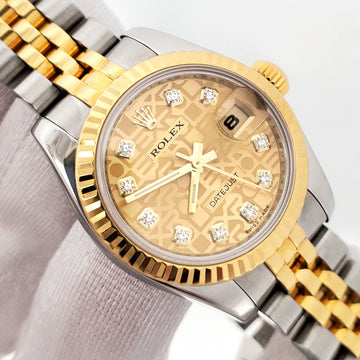 2008 Rolex Datejust Factory Jubilee Diamond Dial Yellow Gold/Steel 26mm 179173 Watch Box/Papers/Tag