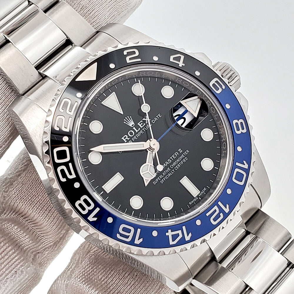 Rolex GMT-Master II "Batman" Blue/Black Ceramic Bezel Steel Oyster 40mm Watch 116710BLNR Box Papers