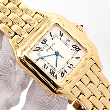Cartier Panthere White Roman Dial Large 27mm Yellow Gold Quartz Watch W25014B9