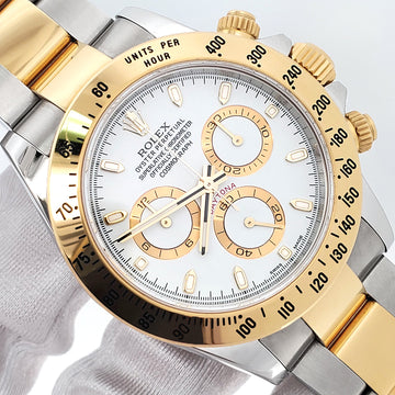 Rolex Daytona White Index 2-Tone 40mm Watch 116523 Box Papers
