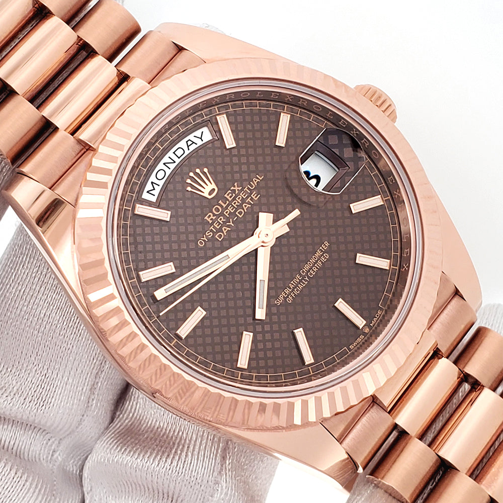 2021 Rolex President Day-Date Rose Gold Chocolate Motif Dial 228235 40mm Watch Box/Papers/Tag
